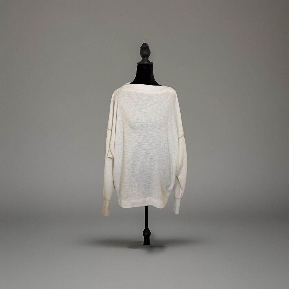 Free People We The Free Nikala Zip Shoulder Thermal Top White/Cream Oversized L